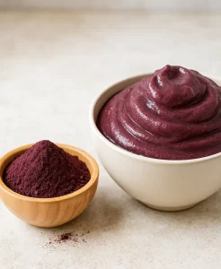foto de acai helado y la diferencia entre acai congelado y acai en polvo