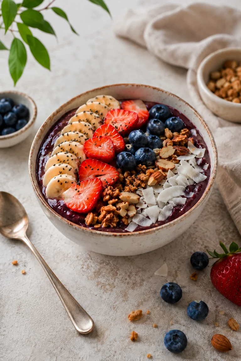 foto de un bowl de acai para ilustrar el artículo 5 Principales Beneficios Reales del Açaí y Cómo Tomarlo